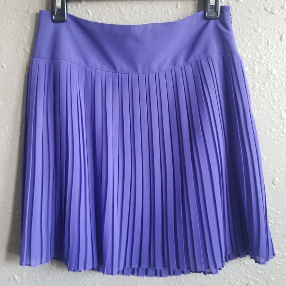 Ann Taylor LOFT Purple Pleated Mini Skirt